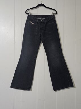 Diesel Daze Wide Leg Flare Jeans Size 29 Black Y2K Made in Italy